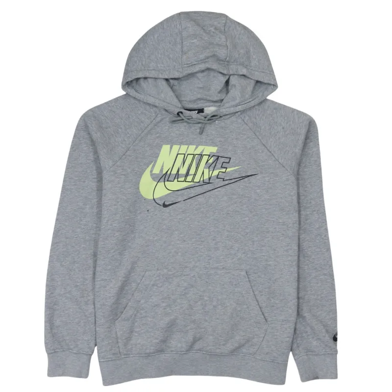 Nike Grey Hoodie Women’s Medium Printed Logo Front Pocket Pullover Sweatshirt made by Nike