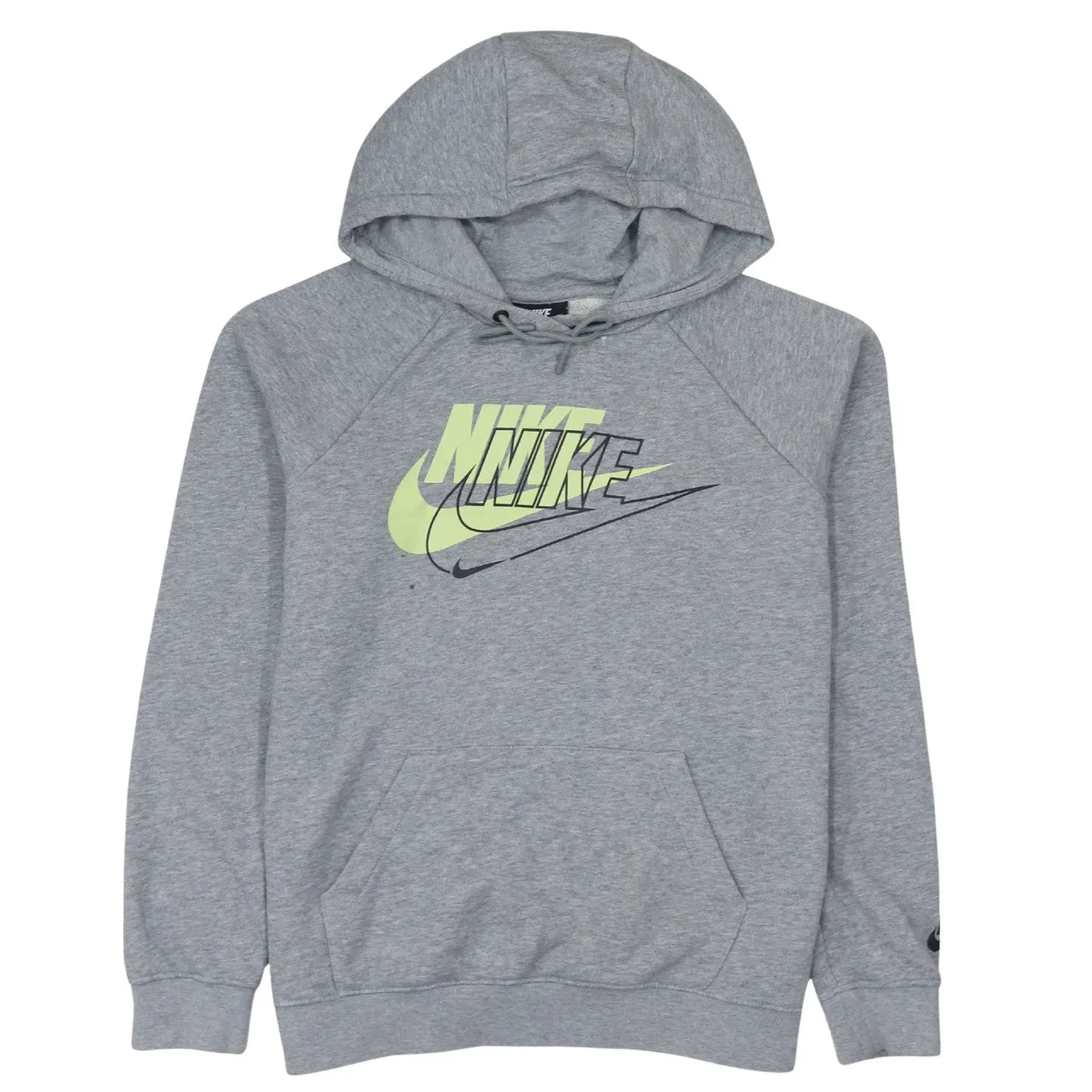Nike Grey Hoodie Women’s Medium Printed Logo Front Pocket Pullover Sweatshirt sold by Vintage Club