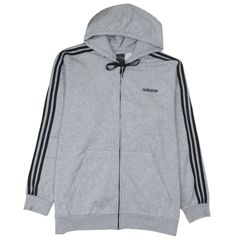 Adidas Grey Full Zip Hoodie Women’s XXLarge Three Stripe Sleeves Printed Logo Sweatshirt sold by Vintage Club