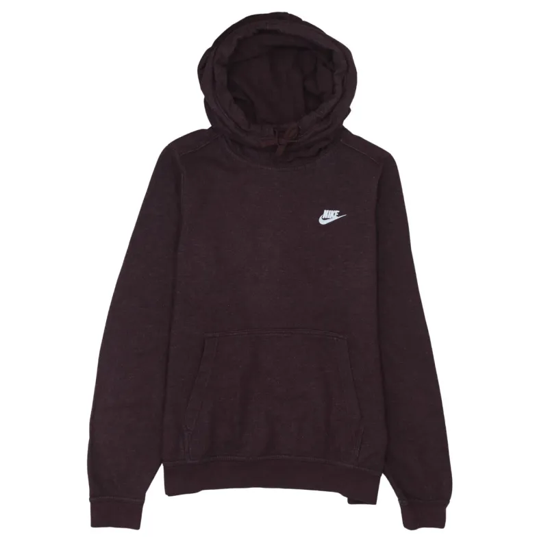 Nike Burgundy Red Hoodie Women’s Large Embroidered Swoosh Logo Front Pocket Pullover Sweatshirt made by Nike