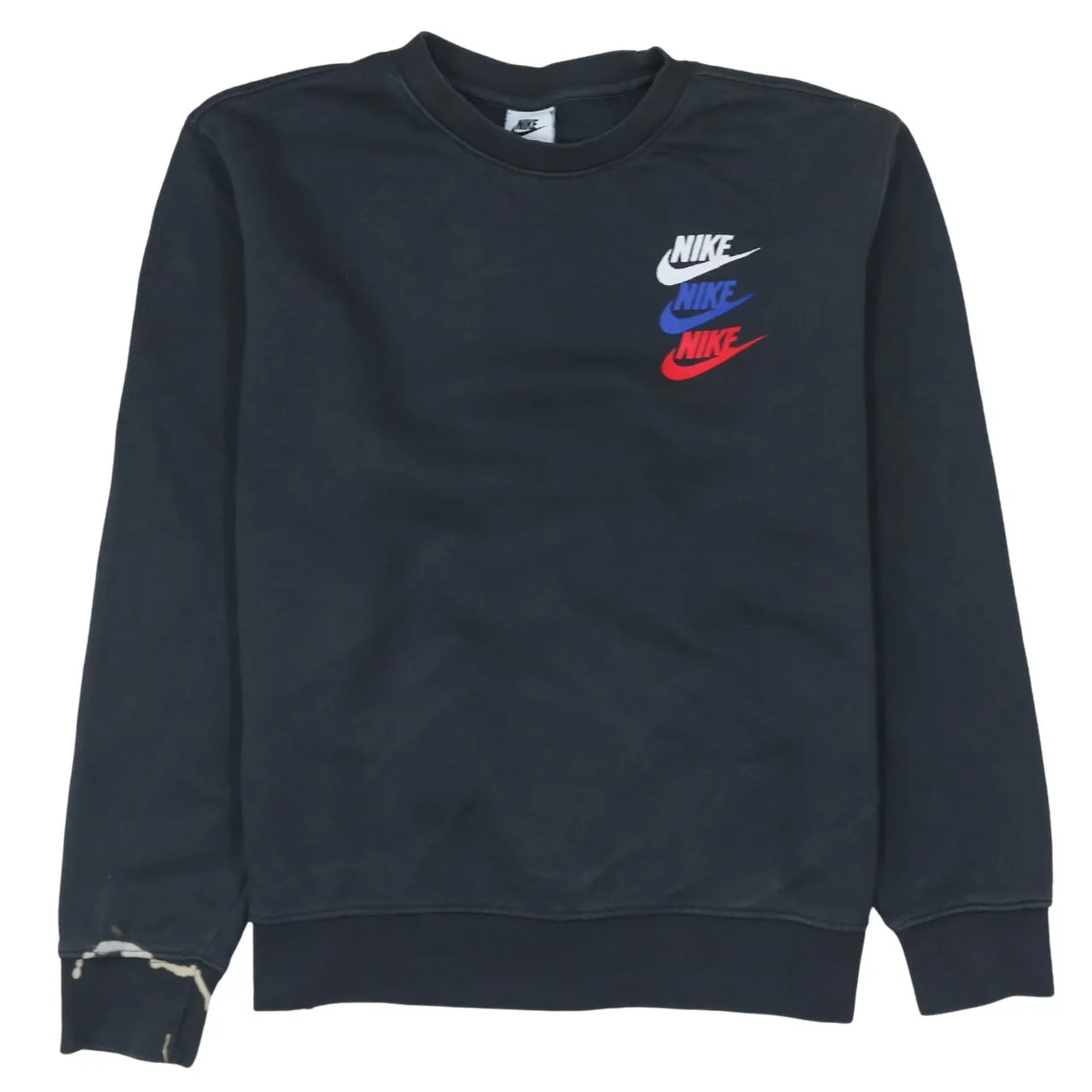 Nike Black Sweatshirt Men's Medium Printed Multi Logo Front Back Crewneck Pullover Top sold by Vintage Club