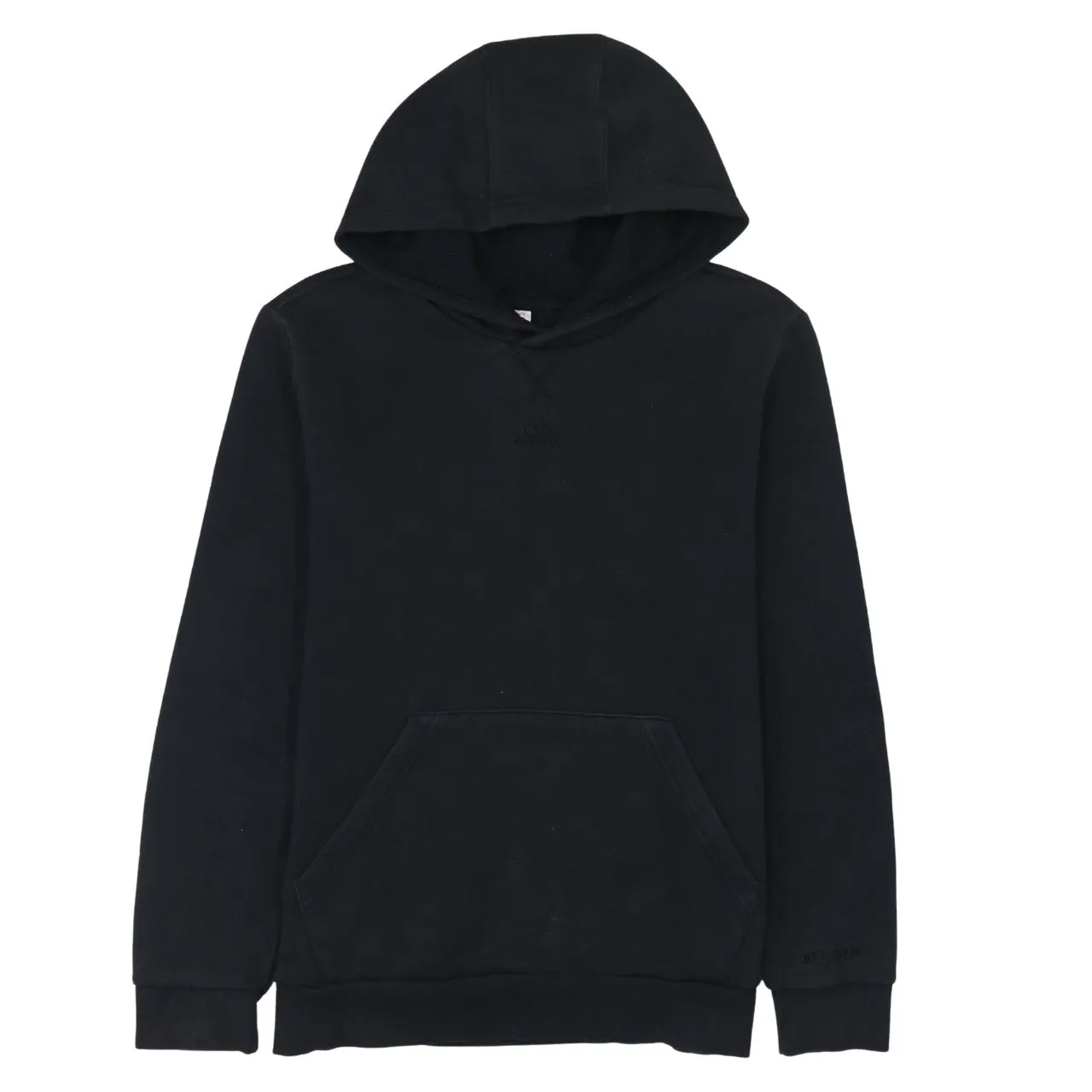 Adidas Black Hoodie Women’s Large Embroidered Logo Front Pocket Pullover Sweatshirt sold by Vintage Club