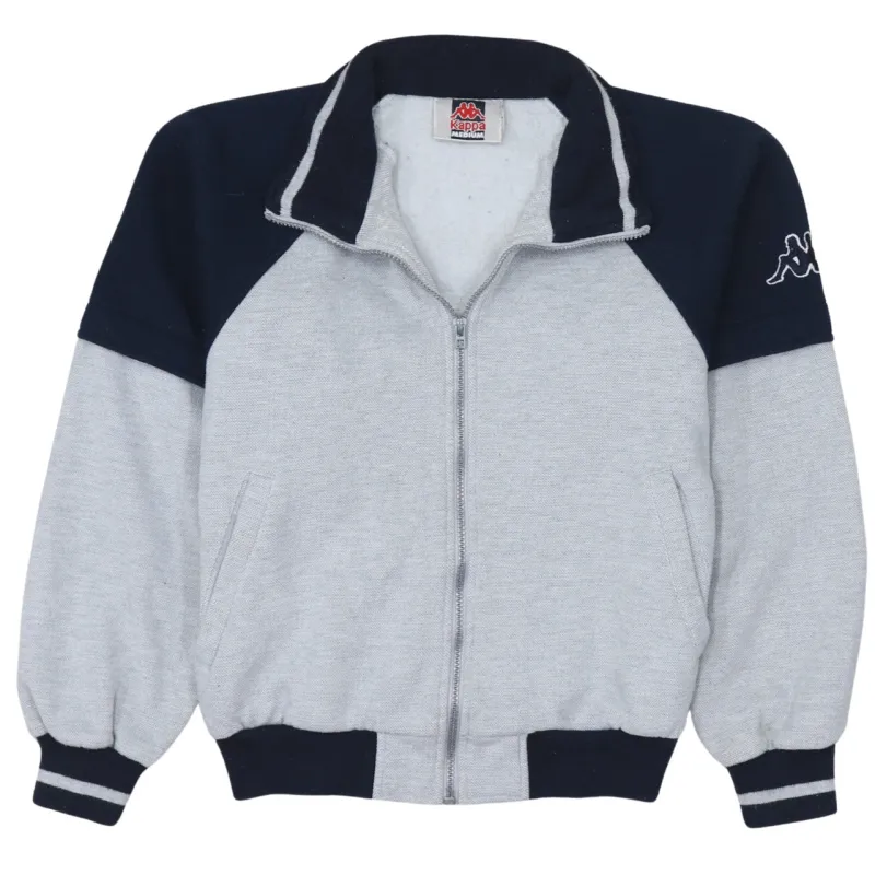 Kappa Grey Navy Zip Sweatshirt Women’s Medium Embroidered Logo Raglan Track Top Jacket sold by Vintage Club