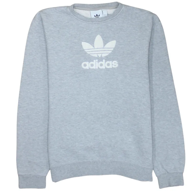 Adidas Grey Sweatshirt Men's XSmall Trefoil Printed Logo Crewneck Pullover Top sold by Vintage Club