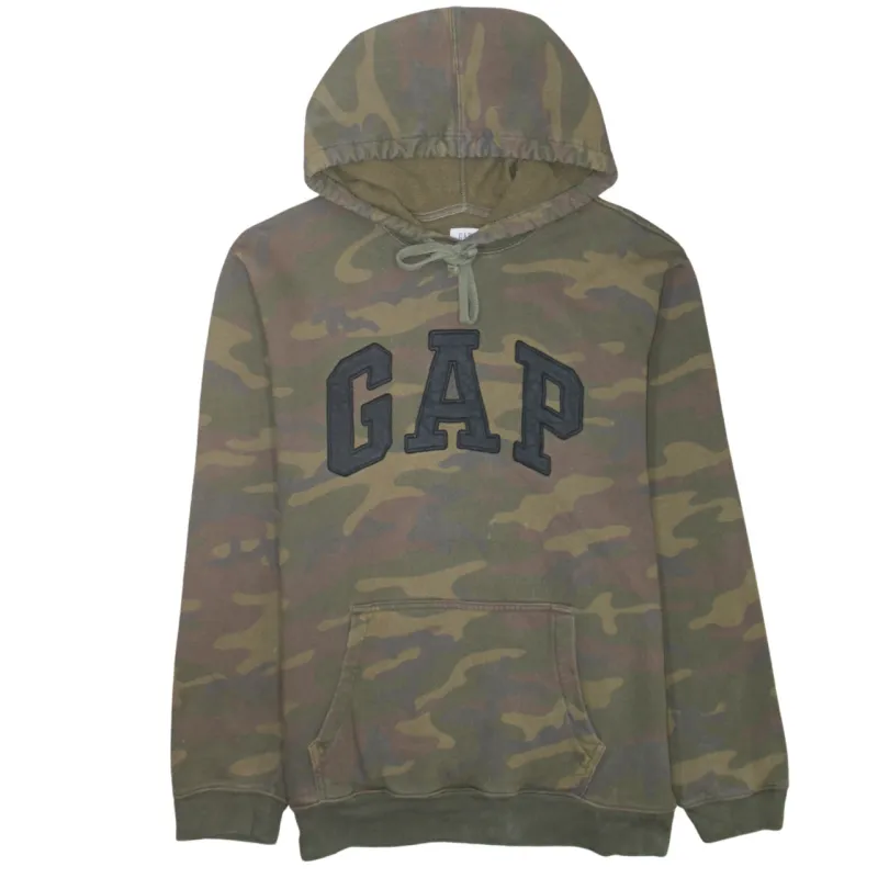 GAP Camo Green Hoodie Women's Large Embroidered Logo Front Pocket Pullover Sweatshirt sold by Vintage Club