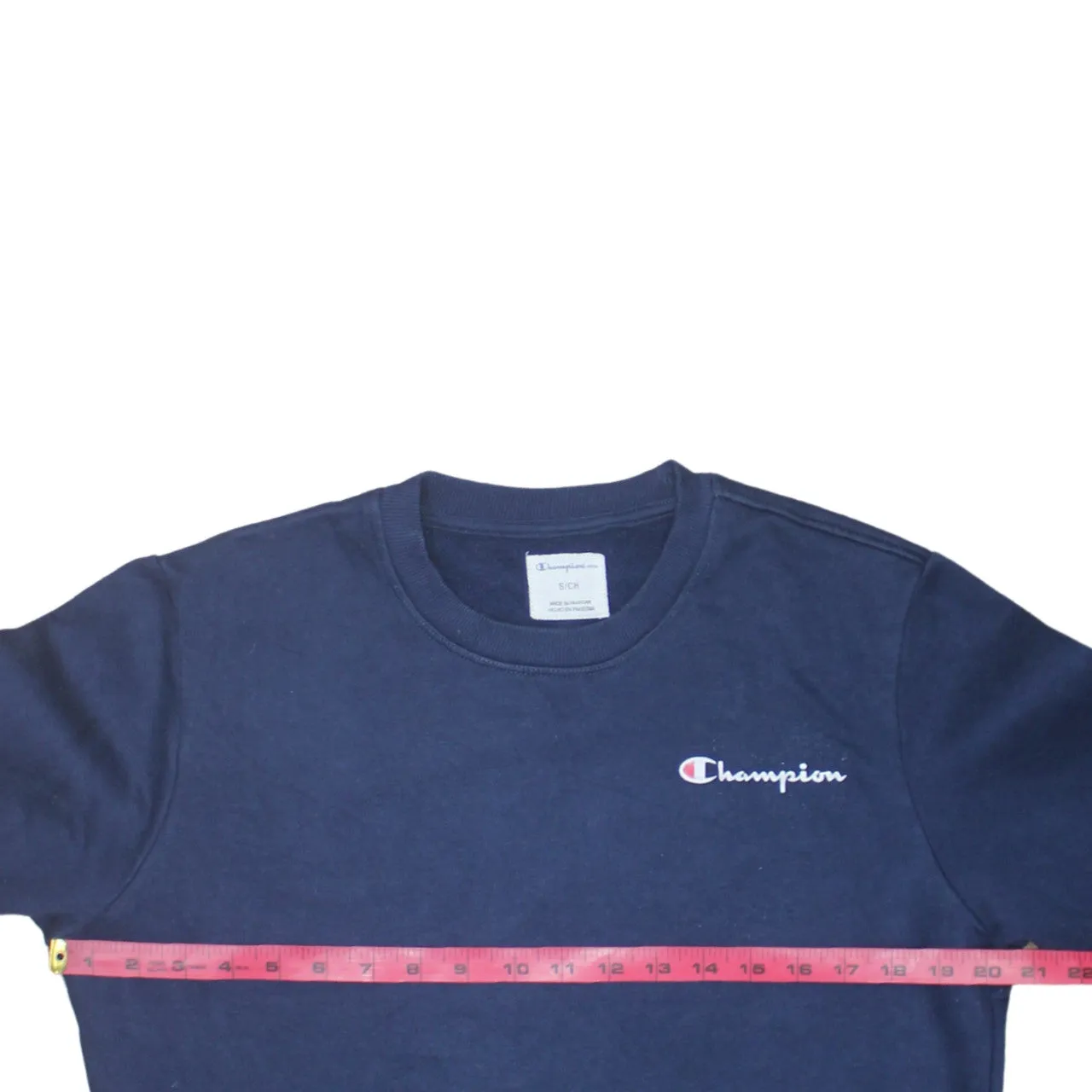 Champion Navy Blue Sweatshirt Men's Small Embroidered Chest Logo Crewneck Pullover Top sold by Vintage Club product image thumbnail 5