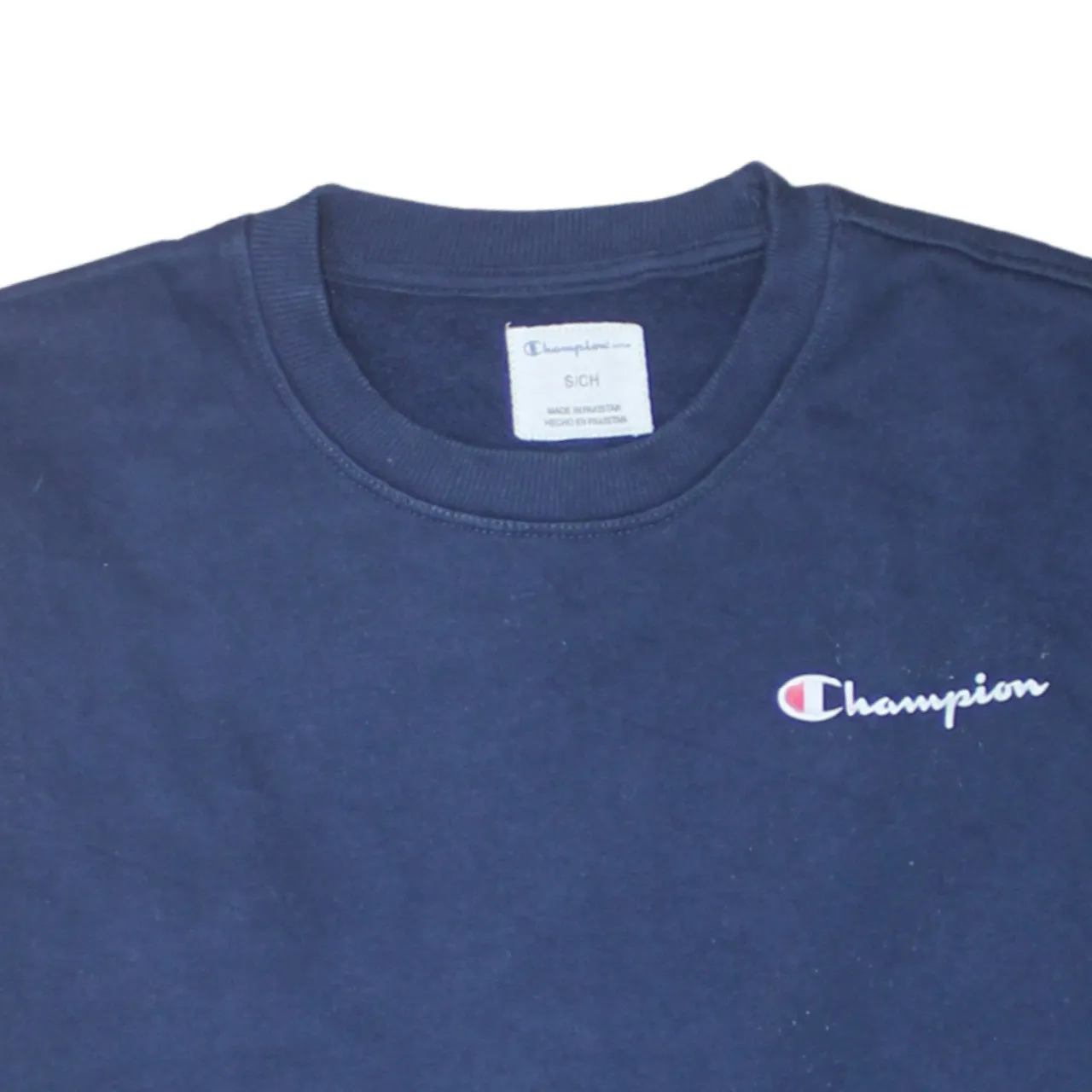 Champion Navy Blue Sweatshirt Men's Small Embroidered Chest Logo Crewneck Pullover Top sold by Vintage Club product image thumbnail 3