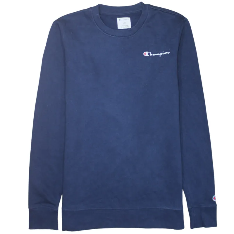 Champion Navy Blue Sweatshirt Men's Small Embroidered Chest Logo Crewneck Pullover Top sold by Vintage Club
