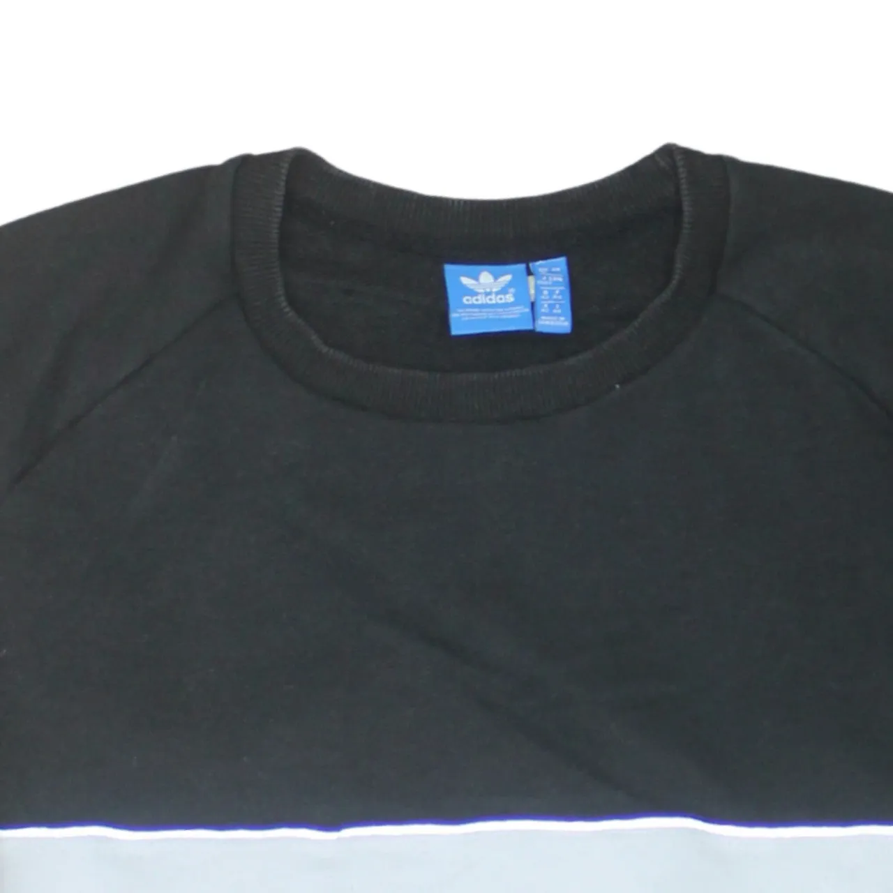 Adidas Black Colour Block Sweatshirt Women's XLarge Printed Trefoil Logo Crewneck Pullover Top sold by Vintage Club product image thumbnail 3