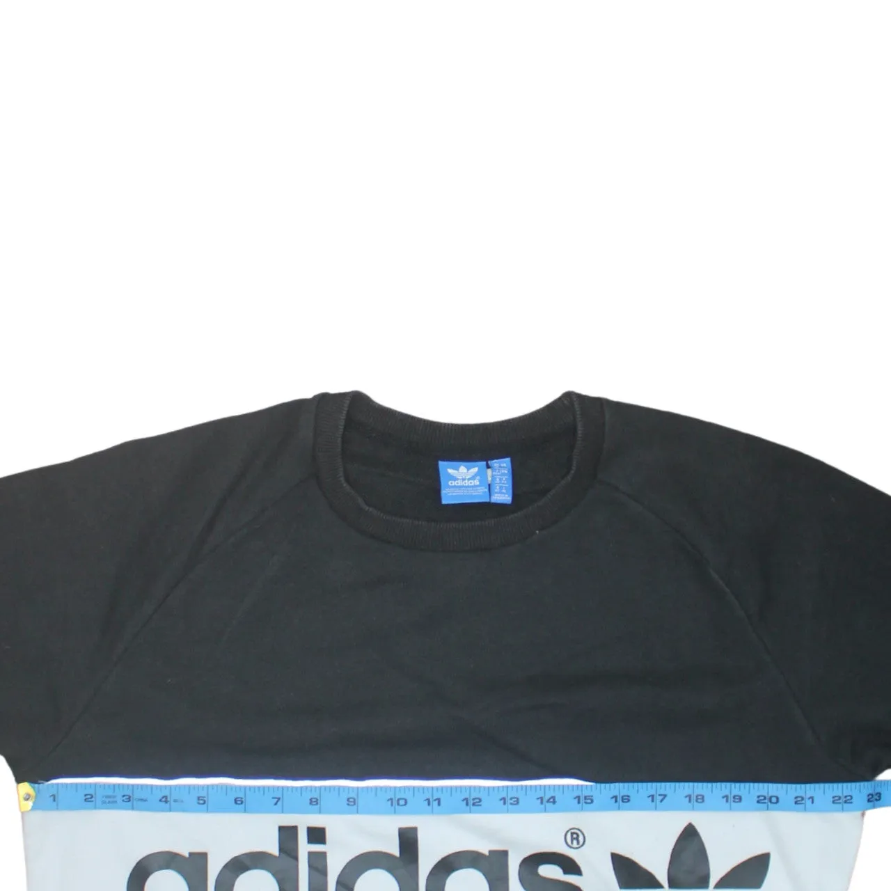 Adidas Black Colour Block Sweatshirt Women's XLarge Printed Trefoil Logo Crewneck Pullover Top sold by Vintage Club product image thumbnail 5