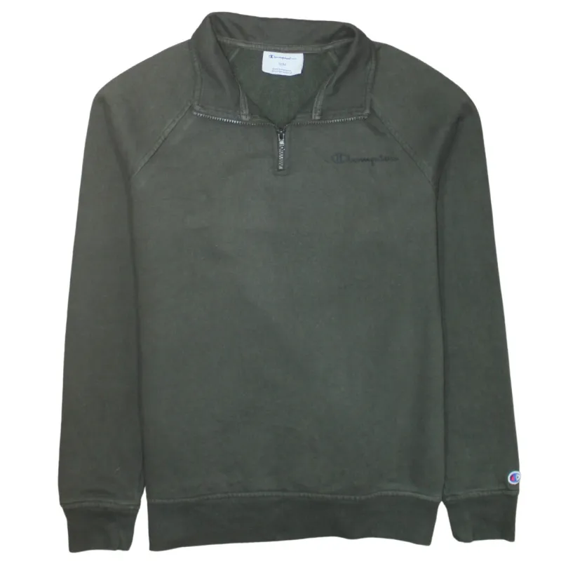 Champion Dark Green Quarter Zip Sweatshirt Men’s Medium Embroidered Logo Fleece Pullover sold by Vintage Club
