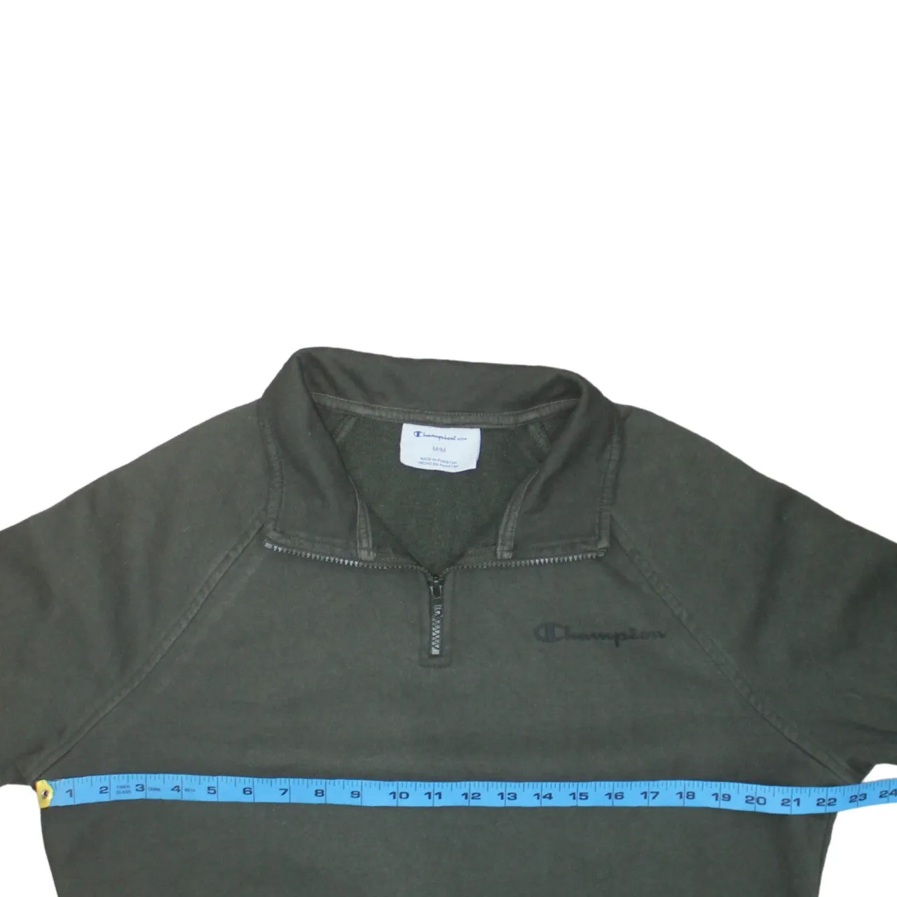 Champion Dark Green Quarter Zip Sweatshirt Men’s Medium Embroidered Logo Fleece Pullover sold by Vintage Club product image thumbnail 5