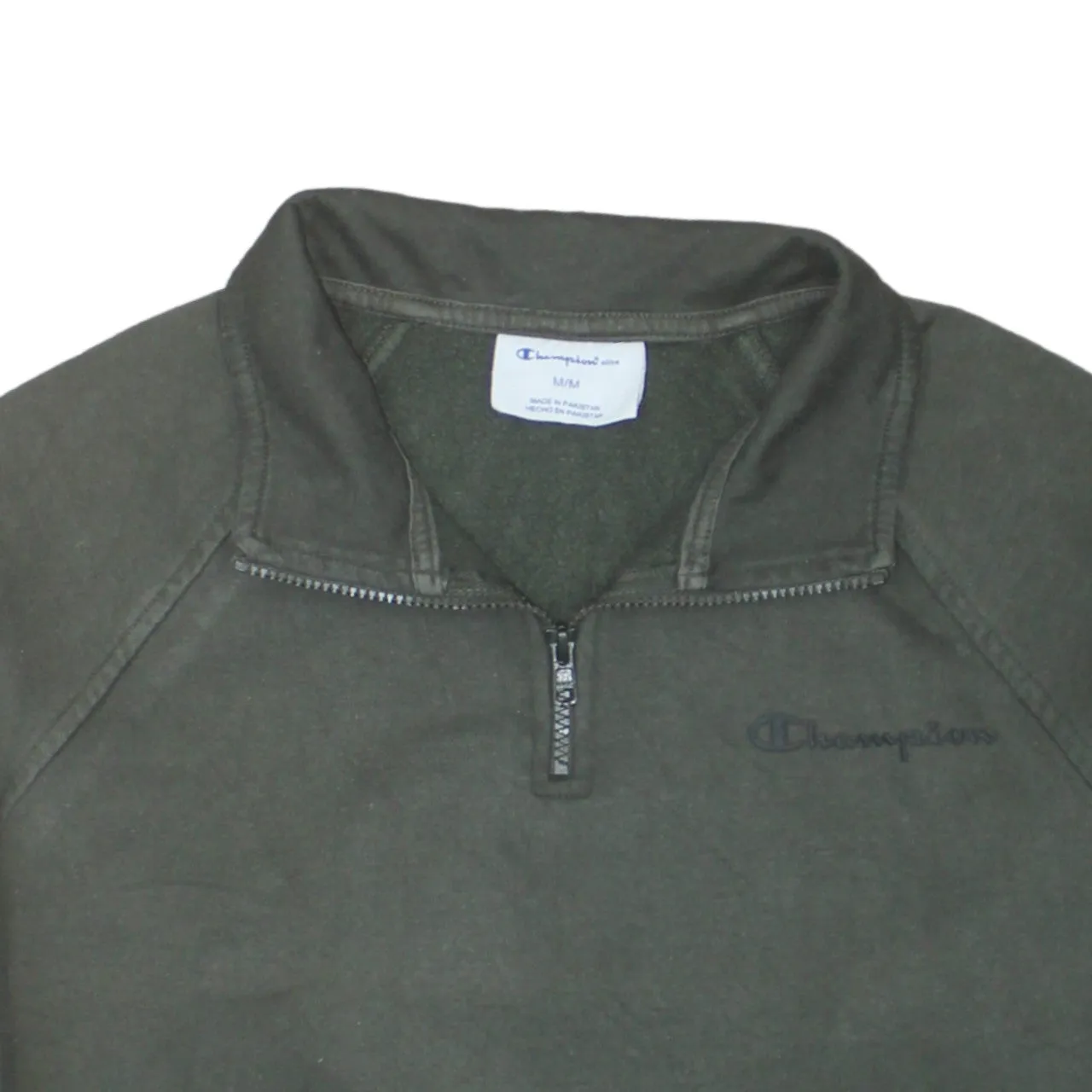 Champion Dark Green Quarter Zip Sweatshirt Men’s Medium Embroidered Logo Fleece Pullover sold by Vintage Club product image thumbnail 3