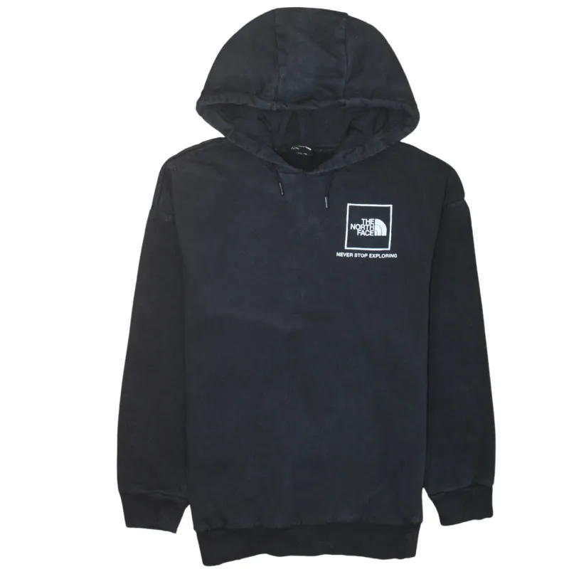 The North Face Black Hoodie Women’s Large Printed Chest Logo Fleece Pullover Sweatshirt made by The North Face