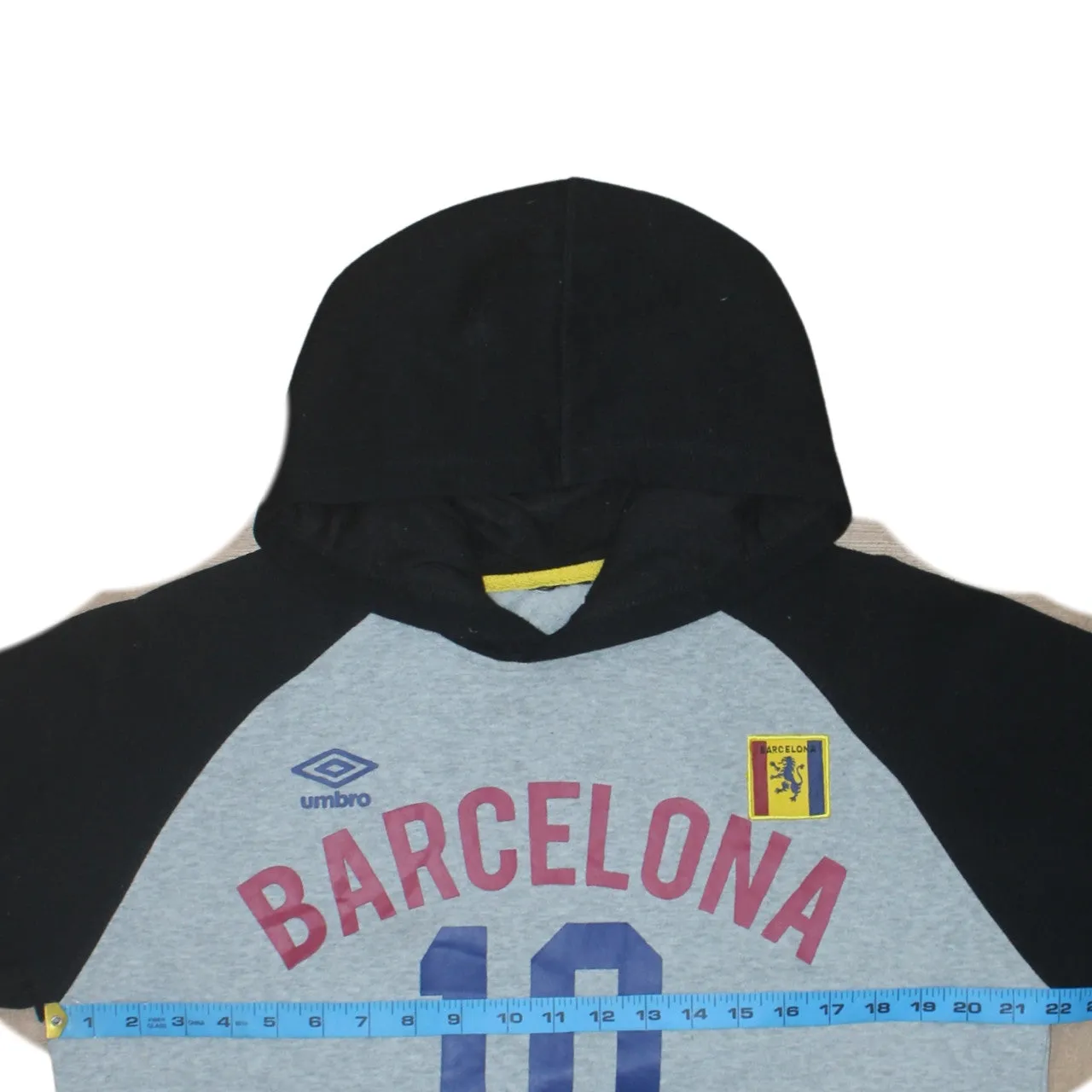 Umbro Grey Black Hoodie Men's Medium Barcelona 10 Printed Logo Fleece Pullover Sweatshirt sold by Vintage Club product image thumbnail 5