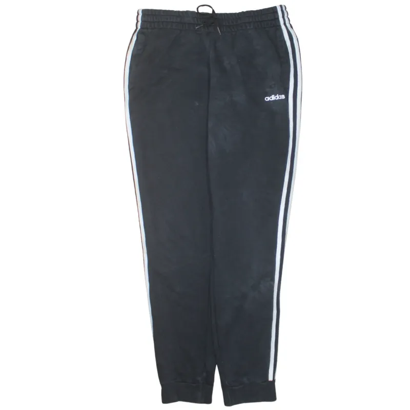 Adidas Black Joggers Women’s Large Embroidered Logo Three Stripe Sides Cuffed Sweatpants made by Adidas