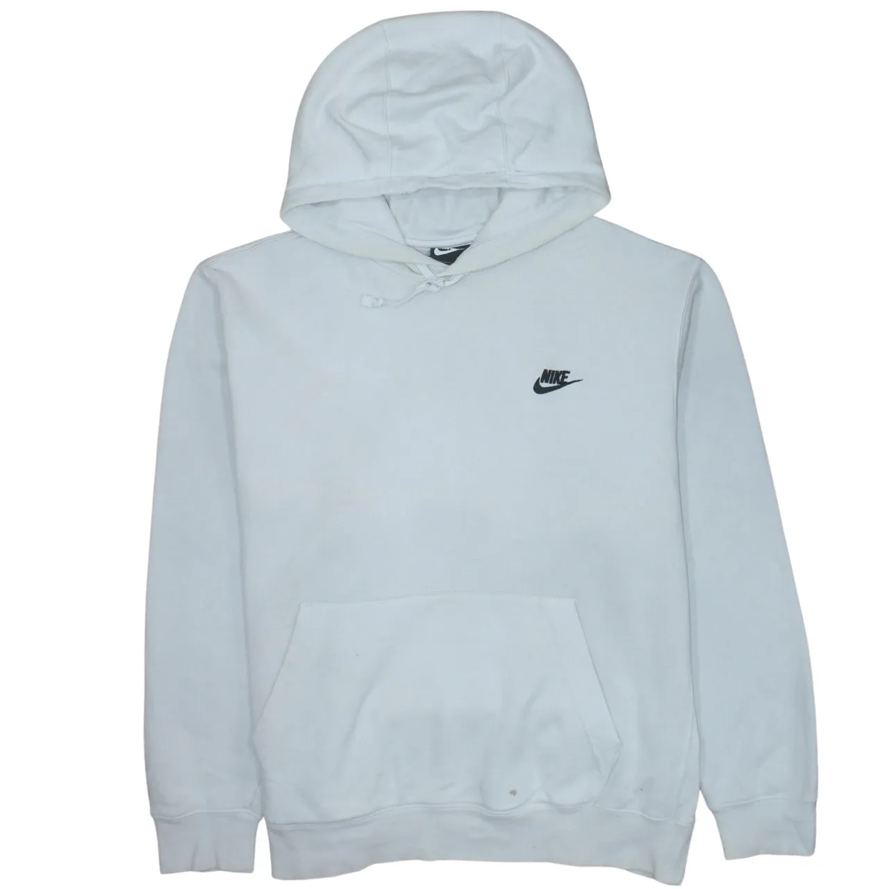 Nike White Hoodie Men’s XLarge Embroidered Swoosh Logo Front Pocket Pullover Sweatshirt sold by Vintage Club