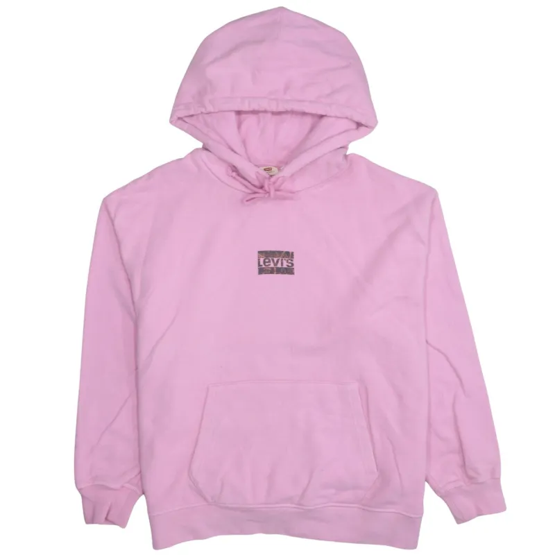 Levi's Pink Hoodie Men's XLarge Printed Chest Logo Drawstring Hood Front Pocket Sweatshirt made by Levi's