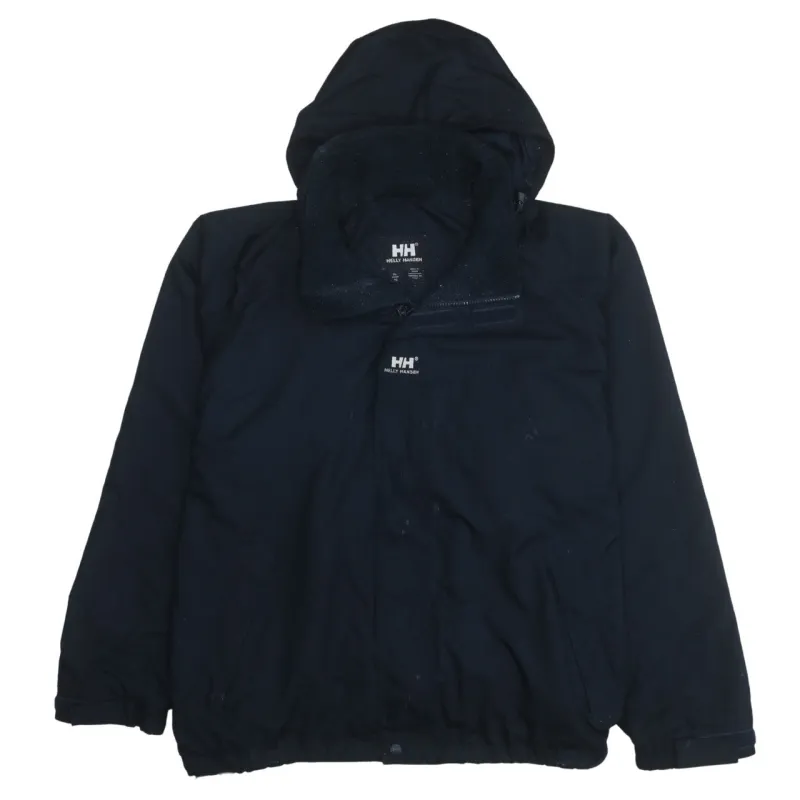 Helly Hansen Navy Blue Hooded Jacket Men's XLarge Embroidered HH Logo Zip Pockets Windbreaker sold by Vintage Club