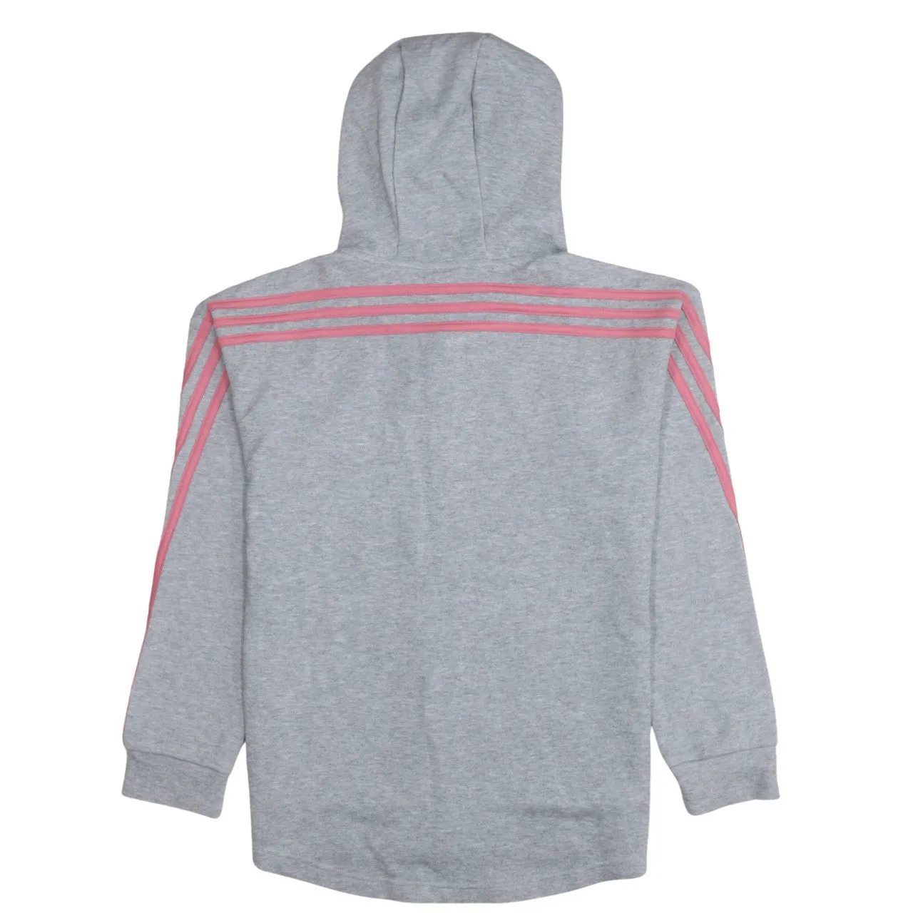 Adidas Grey Zip Hoodie Women’s Large Pink Three Stripe Sleeves Printed Logo Sweatshirt sold by Vintage Club product image thumbnail 2