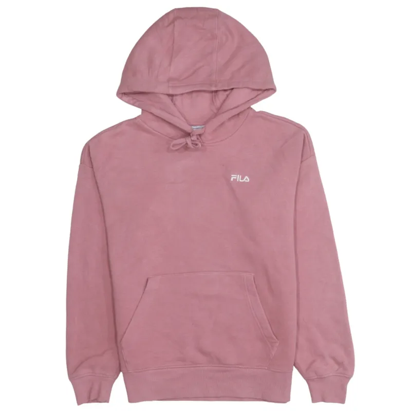 Fila Pink Hoodie Men’s Small Embroidered Chest Logo Drawstring Hood Front Pocket Sweatshirt made by Fila