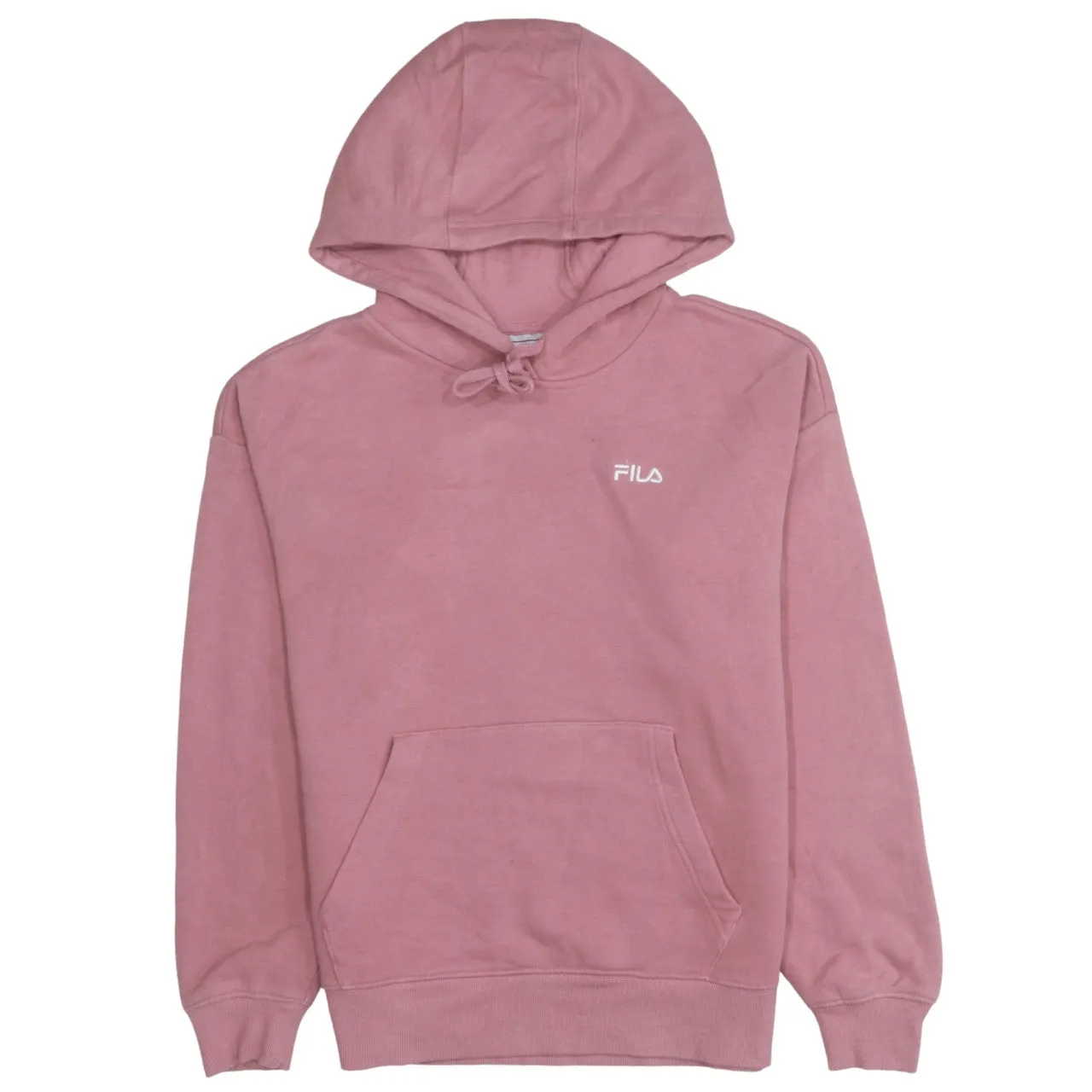 Fila Pink Hoodie Men’s Small Embroidered Chest Logo Drawstring Hood Front Pocket Sweatshirt sold by Vintage Club
