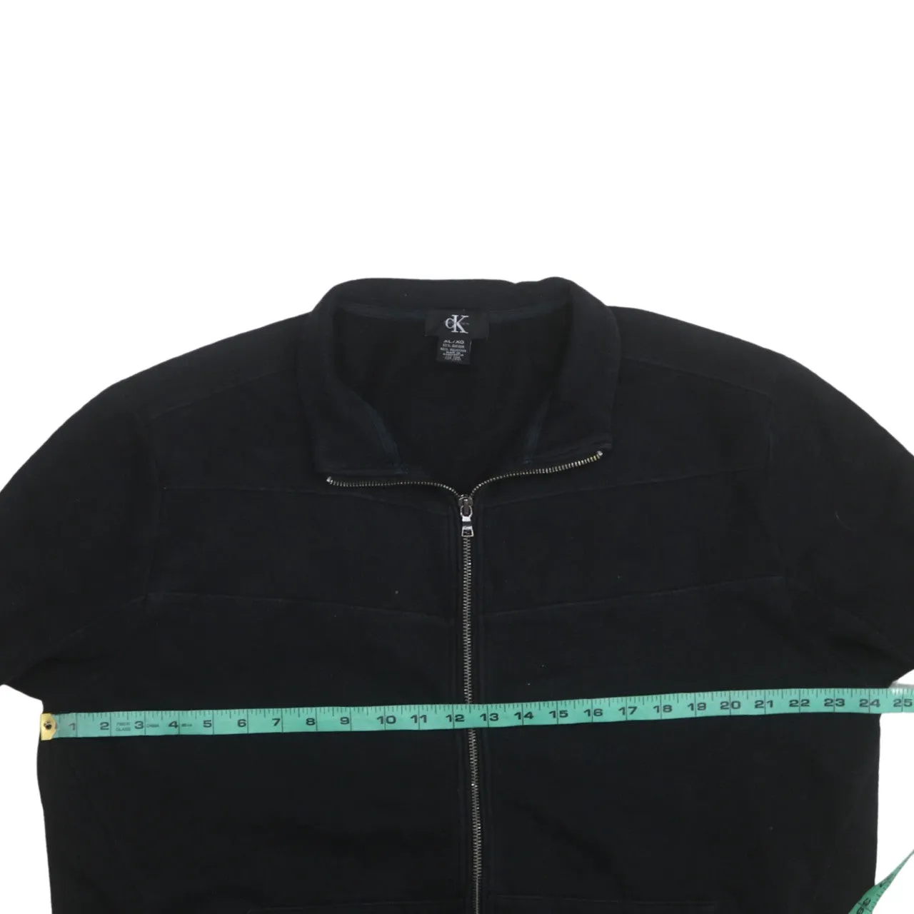 Calvin Klein Black Full Zip Sweatshirt Women’s XLarge Fleece Lined Pockets Minimal Logo Jacket sold by Vintage Club product image thumbnail 5