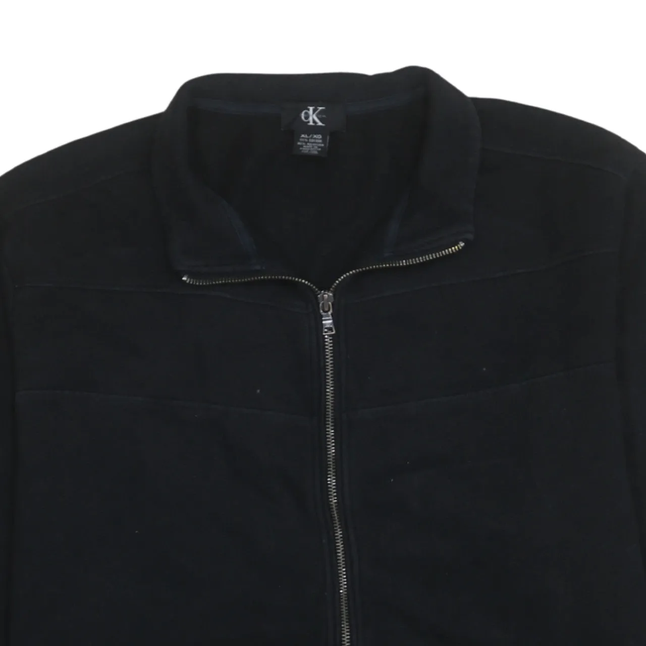Calvin Klein Black Full Zip Sweatshirt Women’s XLarge Fleece Lined Pockets Minimal Logo Jacket sold by Vintage Club product image thumbnail 3