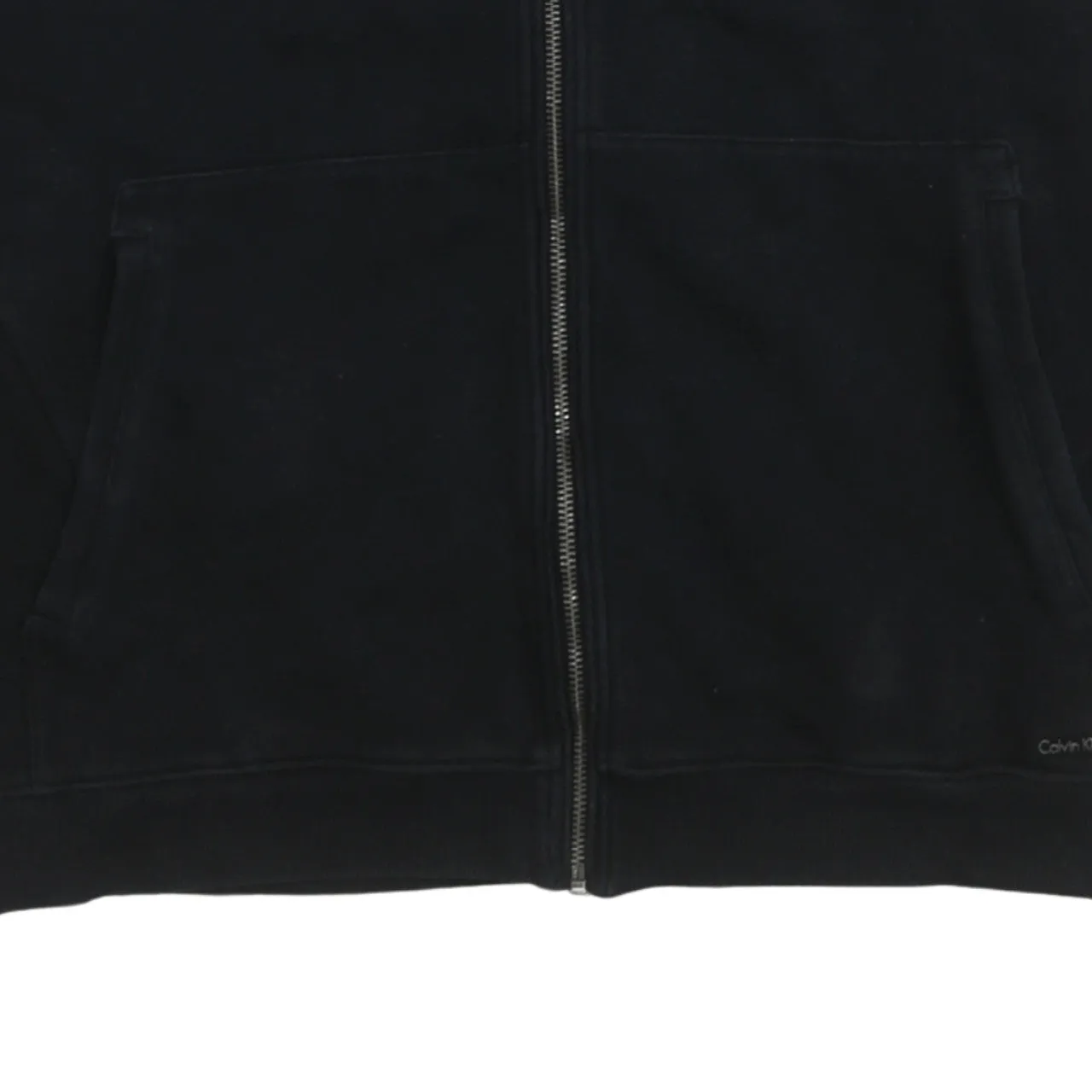 Calvin Klein Black Full Zip Sweatshirt Women’s XLarge Fleece Lined Pockets Minimal Logo Jacket sold by Vintage Club product image thumbnail 4