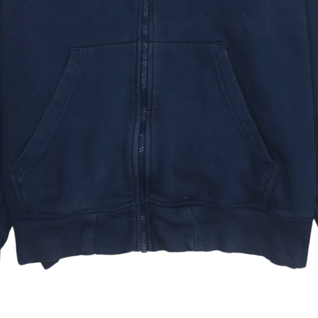 Adidas Navy Blue Hoodie Men's Medium Full Zip Trefoil Printed Logos Casual Sweatshirt sold by Vintage Club product image thumbnail 4