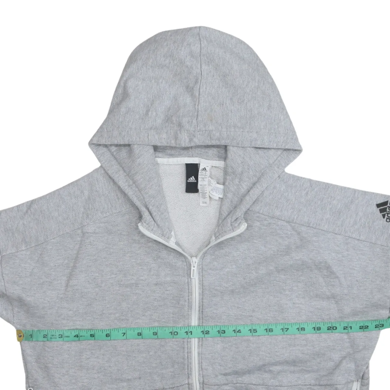 Adidas Light Grey Full Zip Hoodie Women’s XLarge Printed Sleeve Logo Casual Sweatshirt sold by Vintage Club product image thumbnail 5