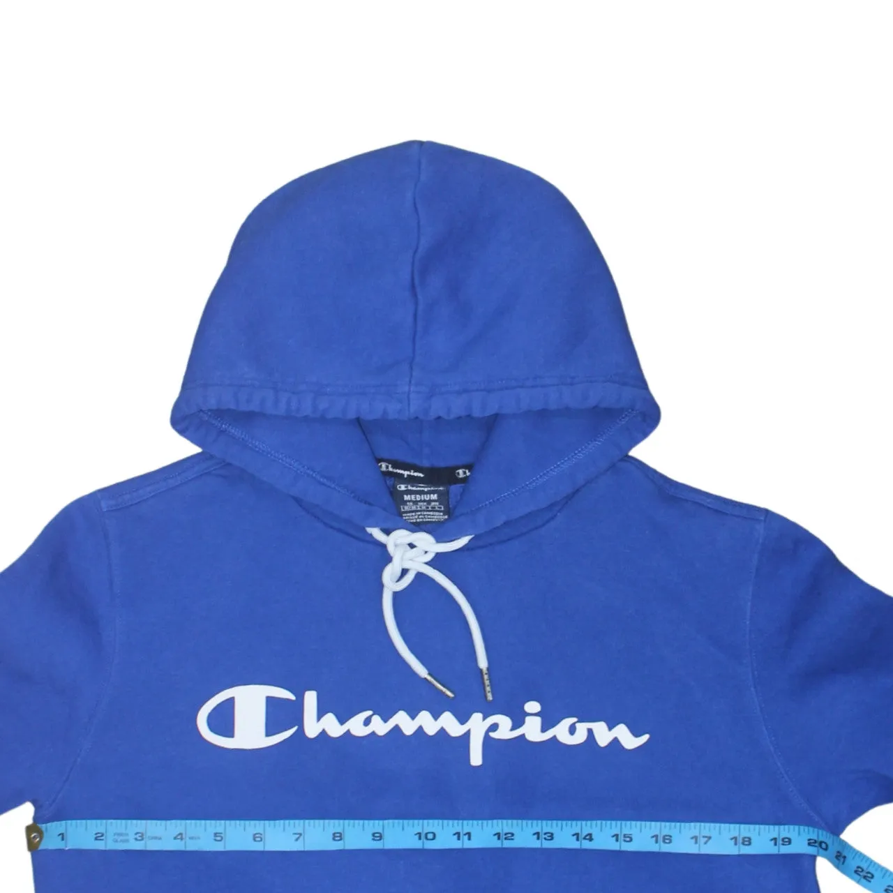 Champion Royal Blue Hoodie Women’s Medium Printed Script Logo Front Pocket Pullover Sweatshirt sold by Vintage Club product image thumbnail 5
