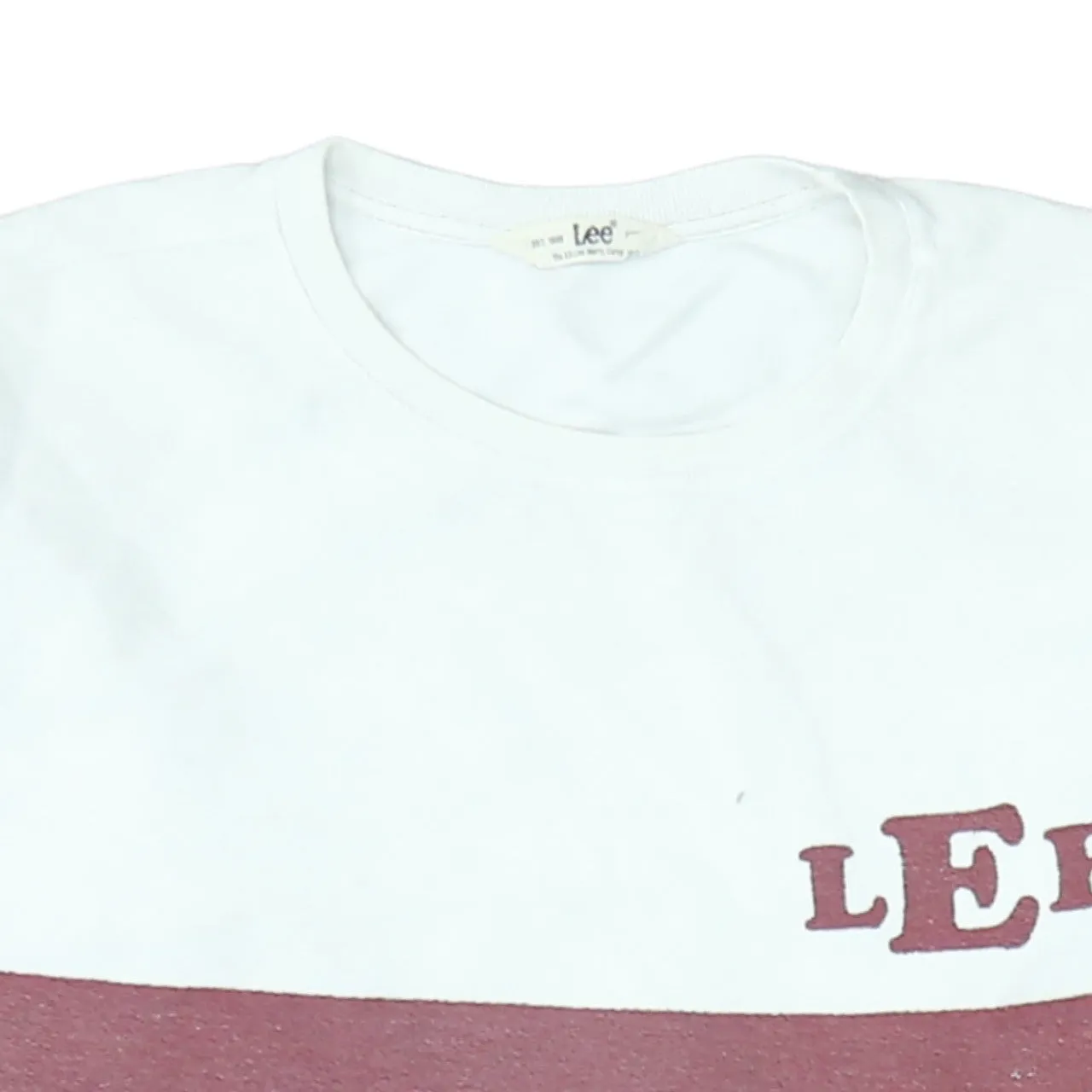 Lee White Sweatshirt Men's Medium Printed Logo Maroon Stripe Crewneck Pullover Jumper sold by Vintage Club product image thumbnail 3