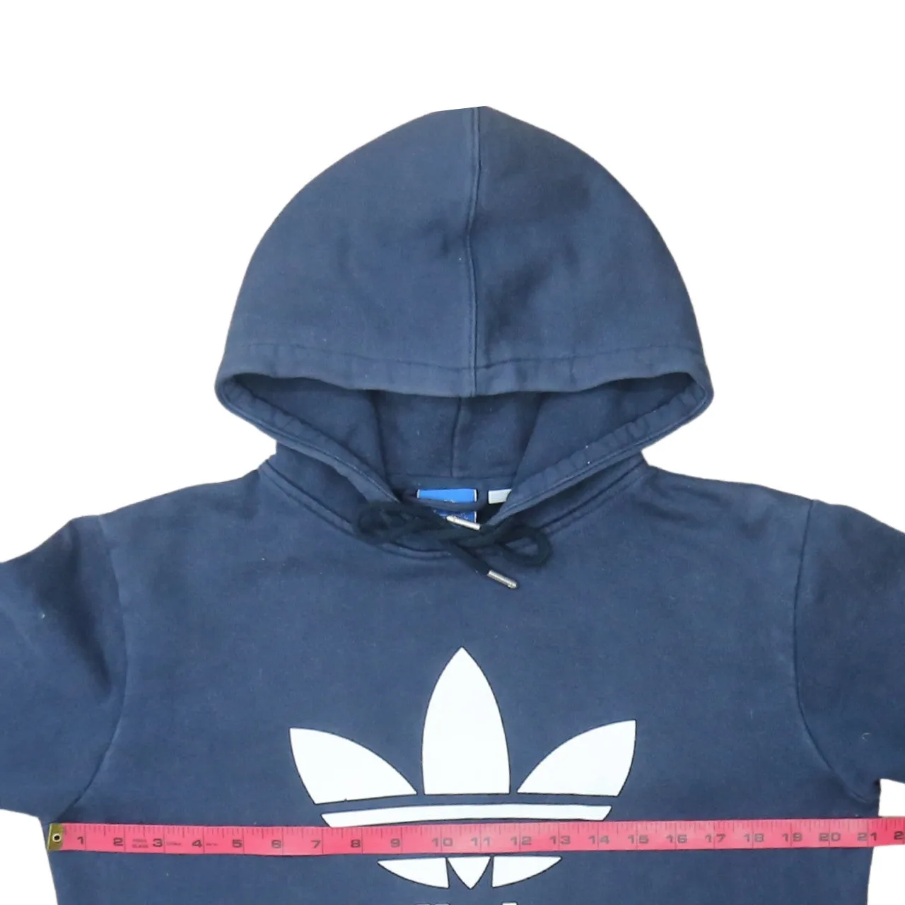 Adidas Navy Blue Hoodie Women's Medium Trefoil Printed Logo Front Pocket Pullover Sweatshirt sold by Vintage Club product image thumbnail 5