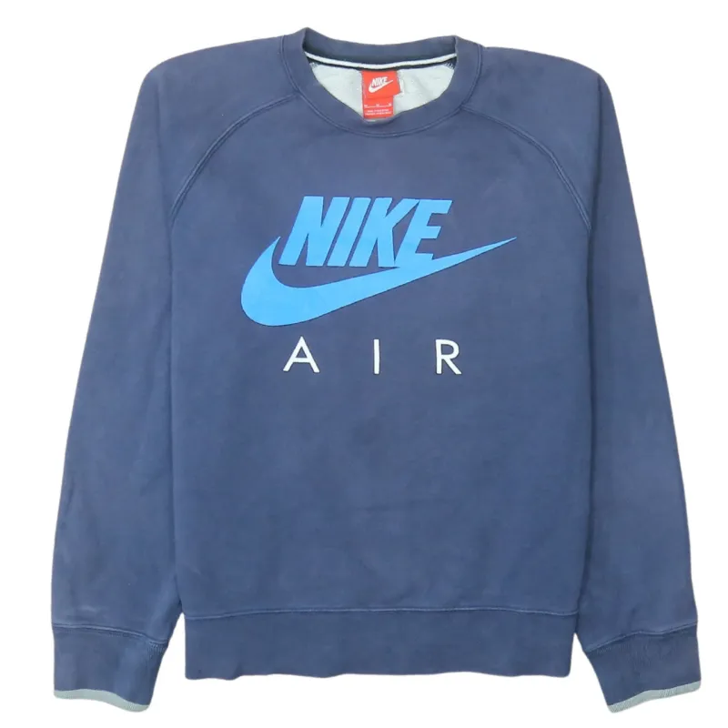 Nike Blue Grey Sweatshirt Men's Medium Printed Nike Air Logo Raglan Crewneck Pullover Top made by Nike