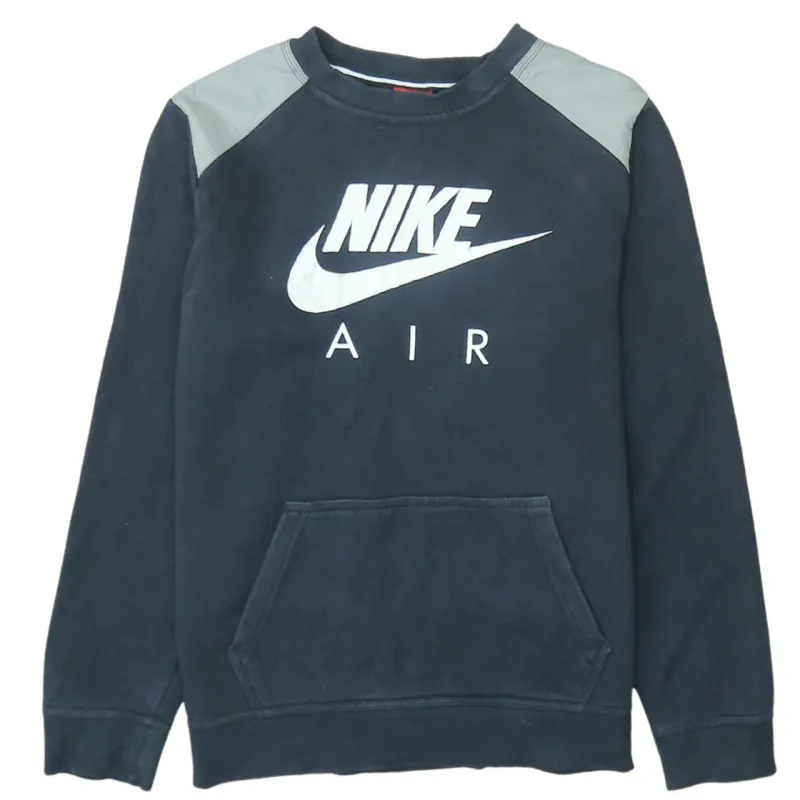 Nike Black Sweatshirt Women’s XLarge Printed Air Logo Grey Shoulder Panels Pullover Top sold by Vintage Club