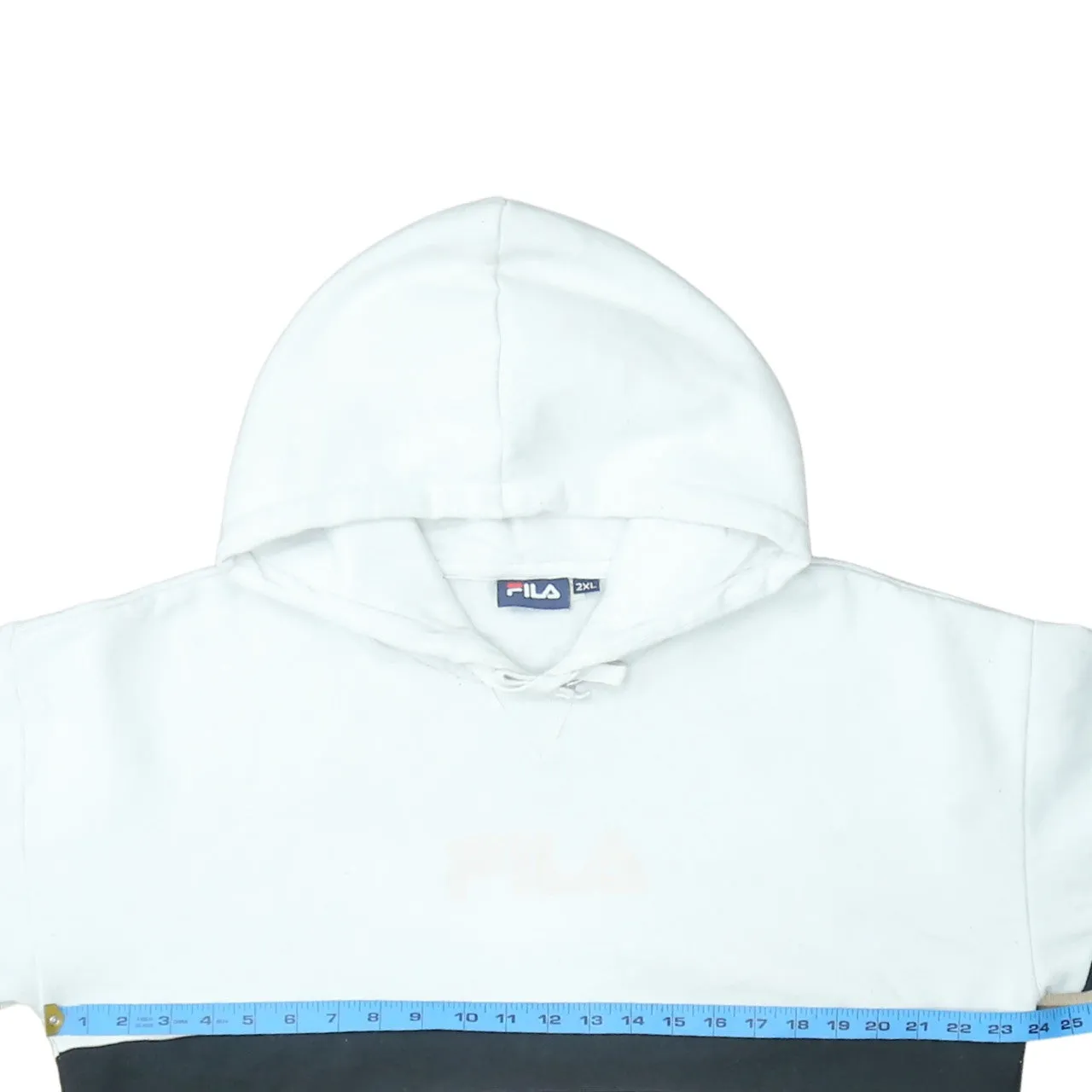Fila White Beige Hoodie Women’s XXLarge 2XL Embroidered Logo Colour Block Pullover Sweatshirt sold by Vintage Club product image thumbnail 5