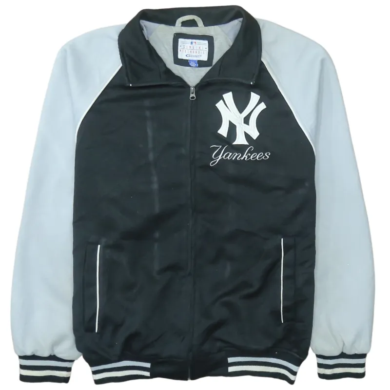 Genuine Black Grey Windbreaker Jacket Men’s Large Yankees Embroidered Logo Zip Baseball Outerwear sold by Vintage Club