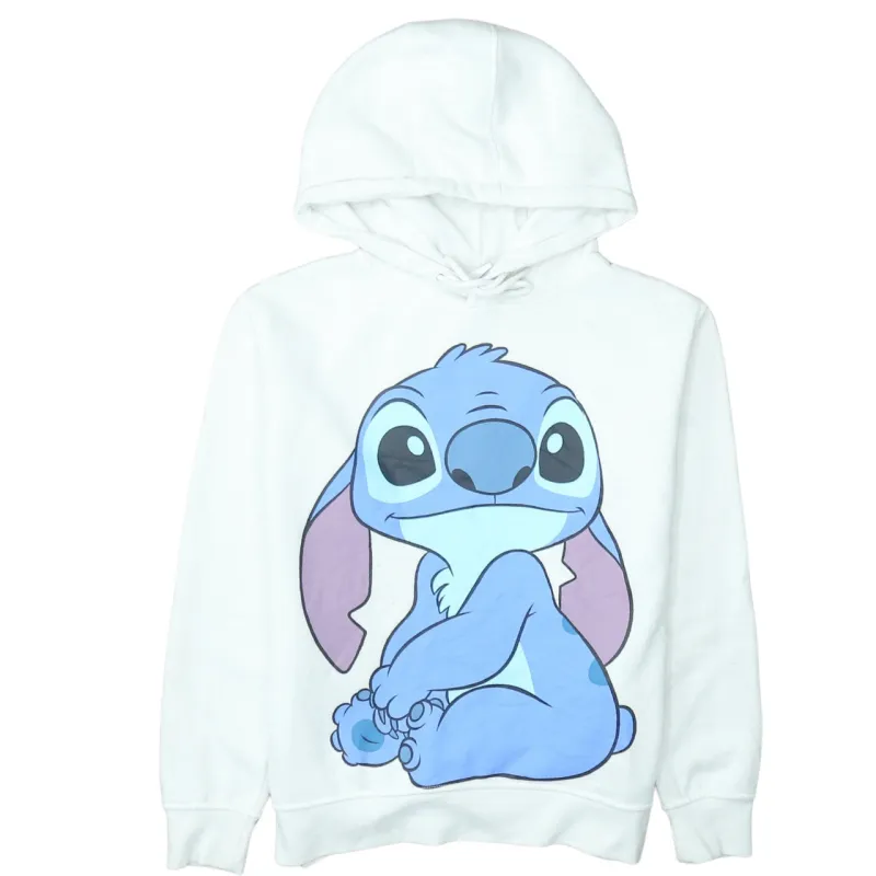 Disney White Hoodie Women’s XXSmall Printed Stitch Graphic Pullover Fleece Sweatshirt sold by Vintage Club