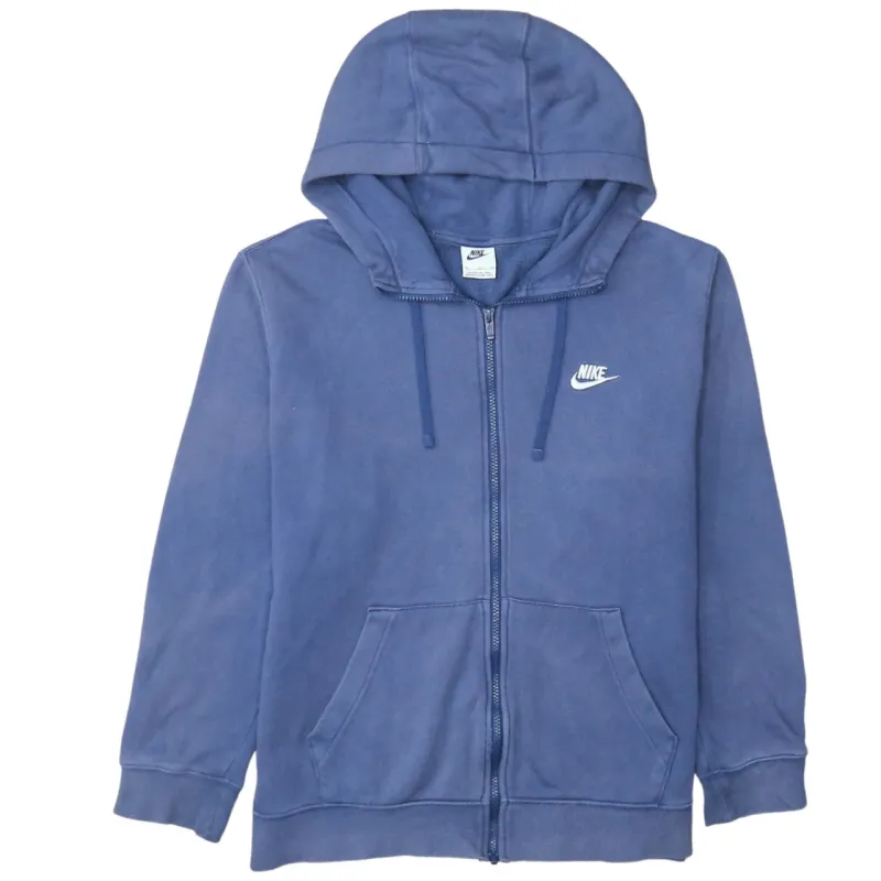Nike Blue Full Zip Hoodie Women’s XLarge Embroidered Swoosh Split Pocket Sweatshirt sold by Vintage Club