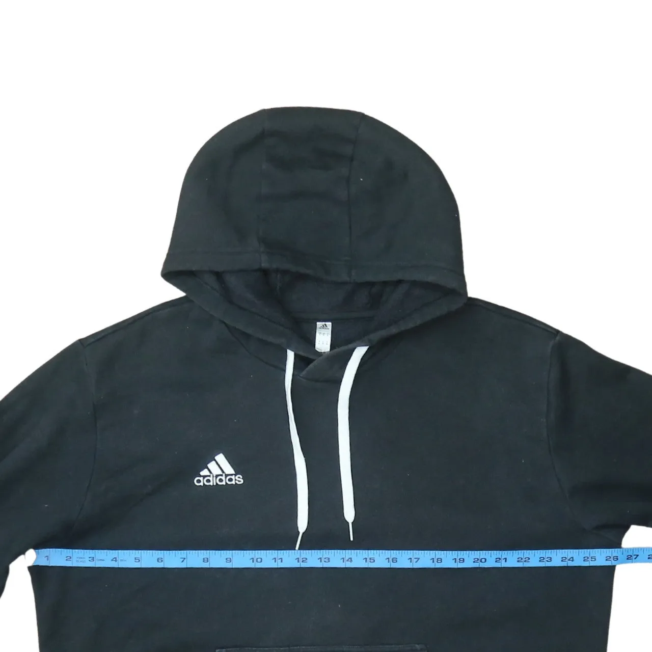 Adidas Black Hoodie Men's XLarge Embroidered Chest Logo Drawstring Hood Front Pocket Sweatshirt sold by Vintage Club product image thumbnail 5