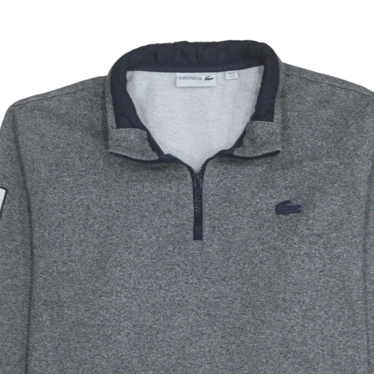 Lacoste Grey Quarter Zip Sweatshirt Women's XLarge Embroidered Croc Logo Pocket Pullover sold by Vintage Club product image thumbnail 3