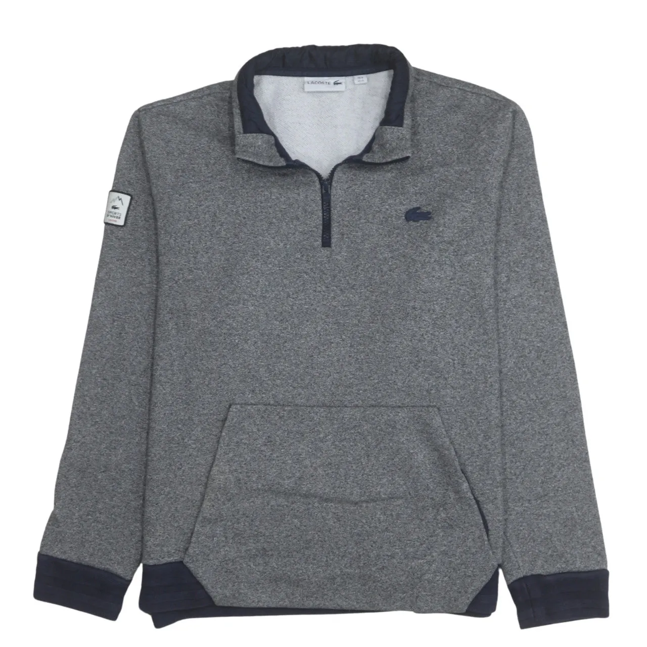 Lacoste Grey Quarter Zip Sweatshirt Women's XLarge Embroidered Croc Logo Pocket Pullover sold by Vintage Club