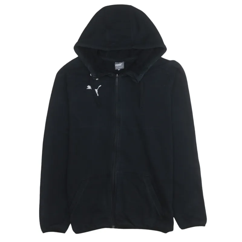 Puma Black Full Zip Hoodie Men’s Small Printed Logo Drawstring Hood Split Pockets Sweatshirt sold by Vintage Club