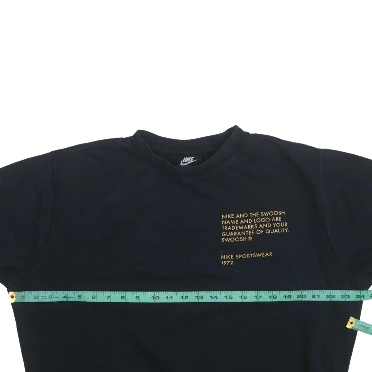 Nike Black Sweatshirt Men's Medium Printed Swoosh Text Sleeve Logo Crewneck Pullover sold by Vintage Club product image thumbnail 5