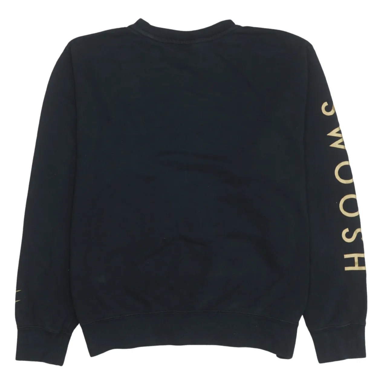 Nike Black Sweatshirt Men's Medium Printed Swoosh Text Sleeve Logo Crewneck Pullover sold by Vintage Club product image thumbnail 2