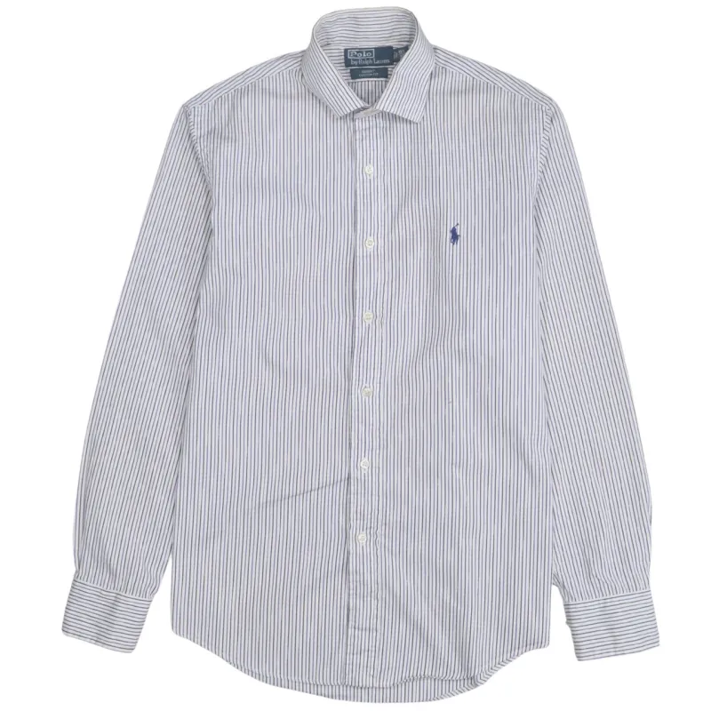 Polo Ralph Lauren White Stripe Shirt Men's Medium Embroidered Logo Long Sleeve Casual Top made by Polo by Ralph Lauren