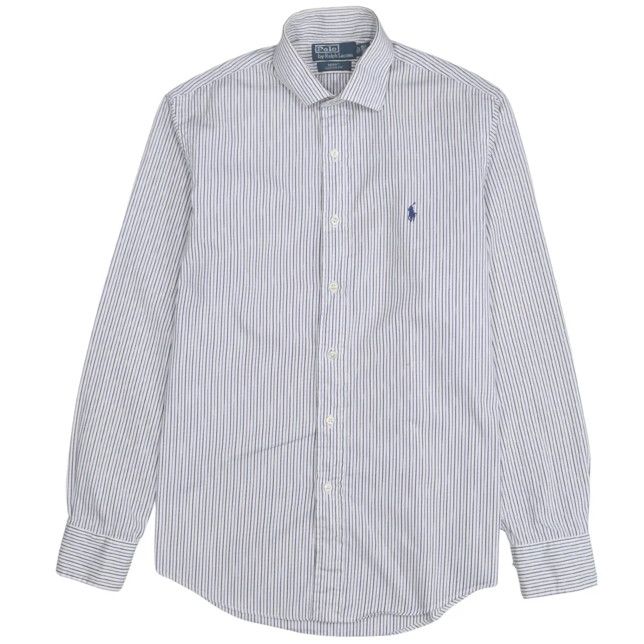 Polo Ralph Lauren White Stripe Shirt Men's Medium Embroidered Logo Long Sleeve Casual Top sold by Vintage Club