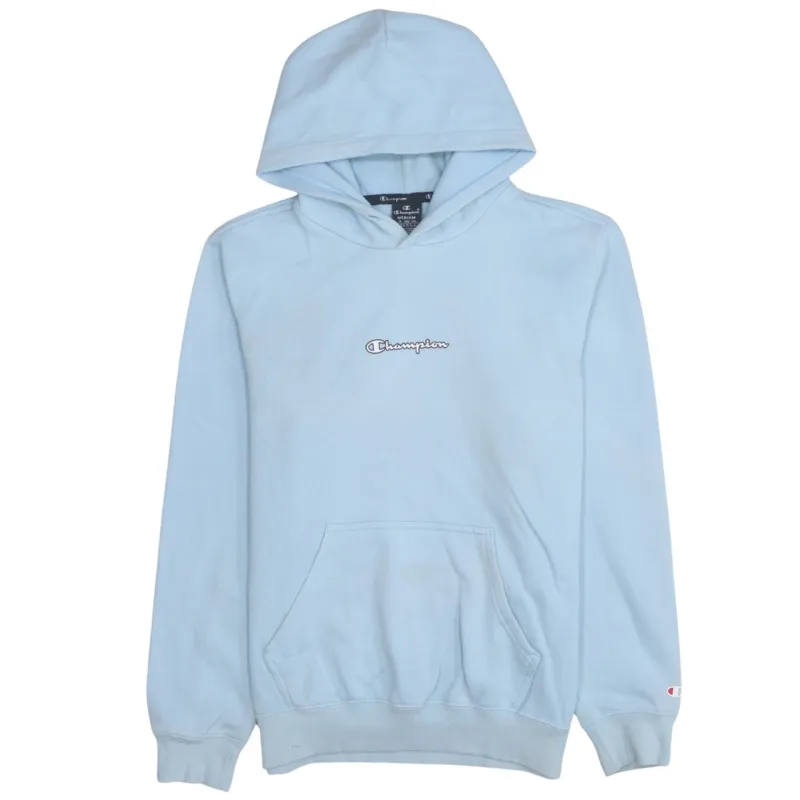 Champion Light Blue Hoodie Men's Medium Embroidered Chest Logo Front Pocket Pullover Sweatshirt sold by Vintage Club