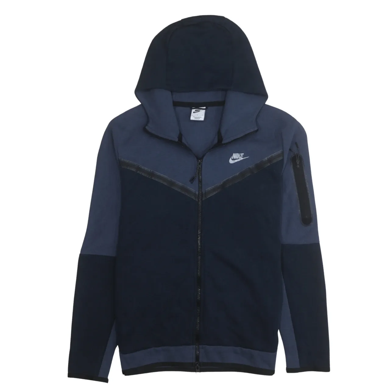 Nike Navy Blue Full Zip Hoodie Women’s Large Embroidered Logo Arm Zip Pocket Sweatshirt sold by Vintage Club